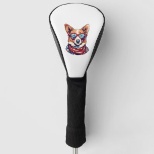 Corgi Patriotic Dog USA American Flag Golf Head Cover