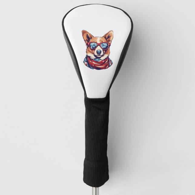 Corgi Patriotic Dog USA American Flag   Golf Head Cover (Front)