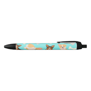 Corgi Pattern  Black Ink Pen