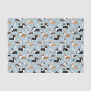 Corgi Pattern Blue Tissue Paper