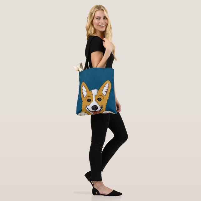Corgi Peeking Tote Bag (On Model)