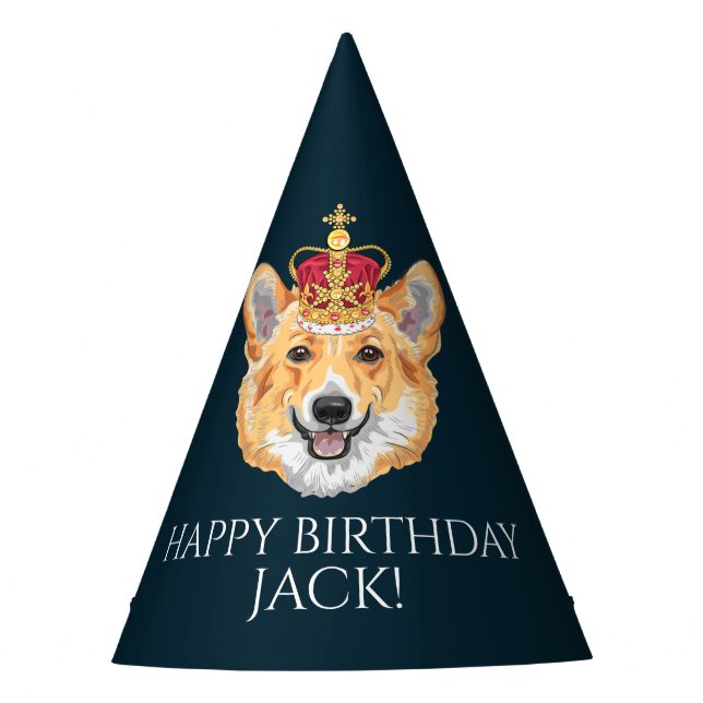 Corgi Personalised Royal Party Hat (Front)