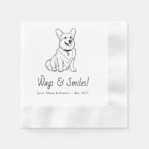 Corgi Pets Custom Hand Drawing Wedding Napki Napkin