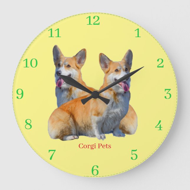 Corgi Pets Large Clock (Front)