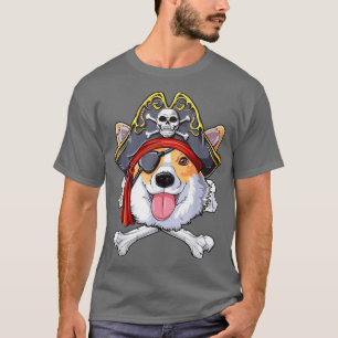 Corgi Pirate Dog Halloween Jolly Roger Dog Lover  T-Shirt