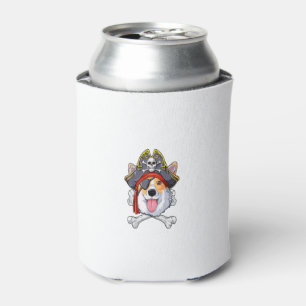 Corgi Pirate T shirt Jolly Roger Flag Skull and Cr Can Cooler