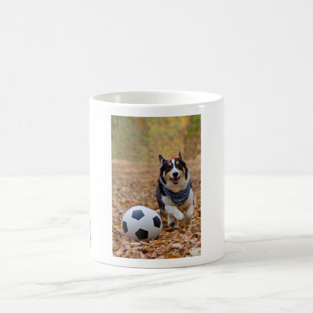 Corgi Playing Soccer Coffee Mug (Center)