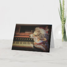 Corgi Playing the Organ birthday greeting card