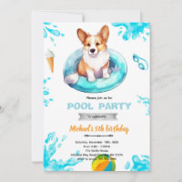 Corgi pool party Invite