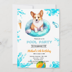 Corgi pool party Invite