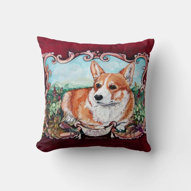 Corgi Portrait by Cherry O'Neill Cushion (Front)