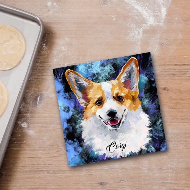Corgi Portrait on Abstract Background Tile (Creator Uploaded)