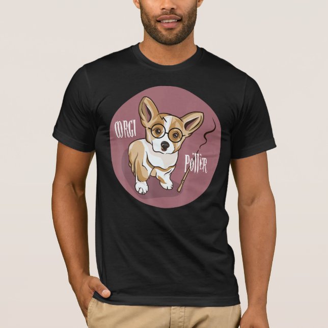 Corgi Potter Magic Wizard Corgi Cute Corgi T-Shirt (Front)