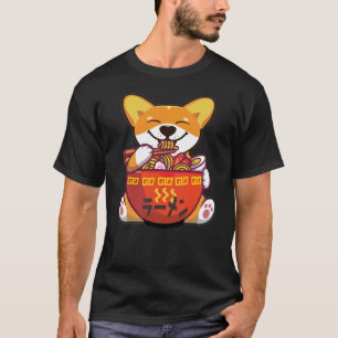 CORGI POWERED BY RAMEN   Kawaii Corgi Eating Ramen T-Shirt