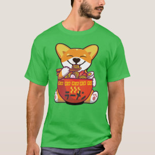CORGI POWERED BY RAMEN Kawaii Corgi Eating Ramen T-Shirt