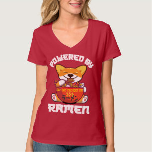 CORGI POWERED BY RAMEN Kawaii Corgi Eating Ramen T-Shirt