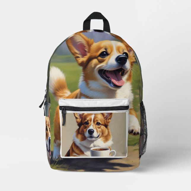 Corgi Printed Backpack (Front)