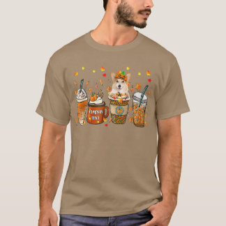 Corgi Pumpkin Spice Latte Iced Autumn Dog Fall Cof T-Shirt