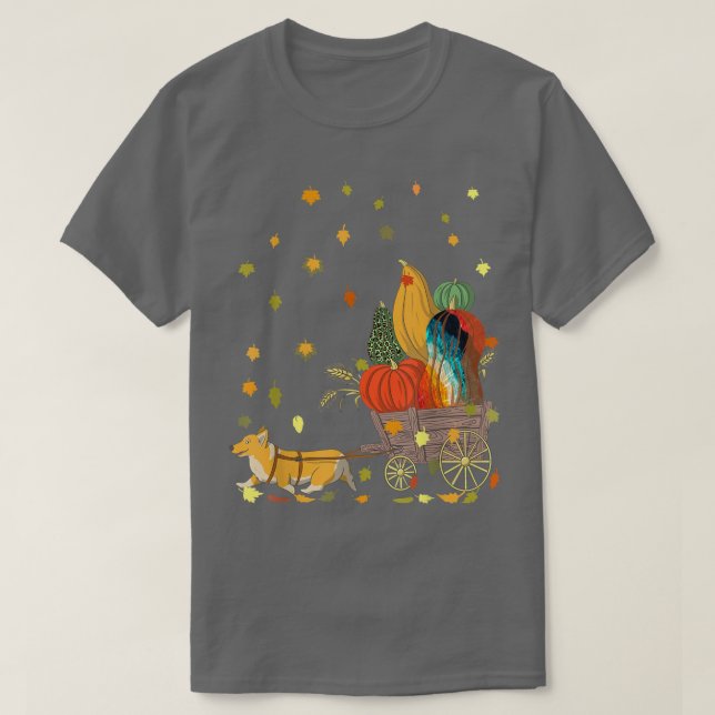 Corgi Pumpkin Tie Dye Dog Lover Fall Leaves  T-Shirt (Design Front)