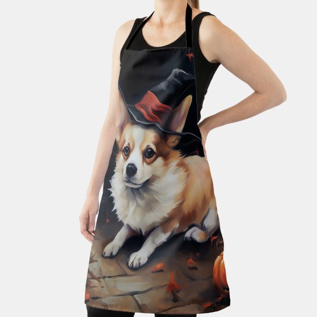 Corgi Pumpkins Halloween Scary Apron (Insitu)