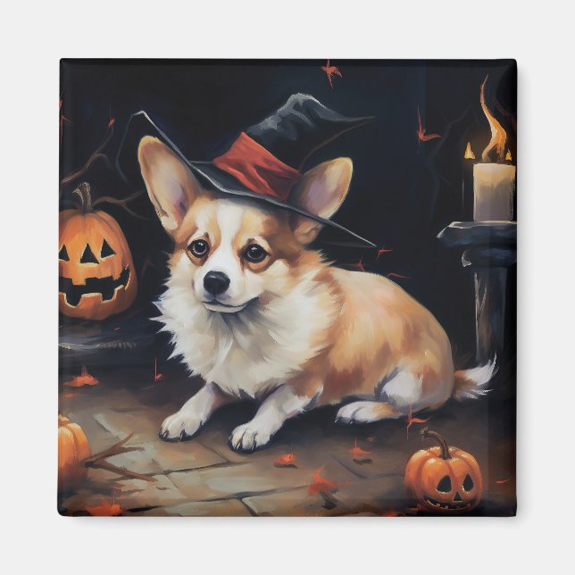 Corgi Pumpkins Halloween Scary Magnet (Front)
