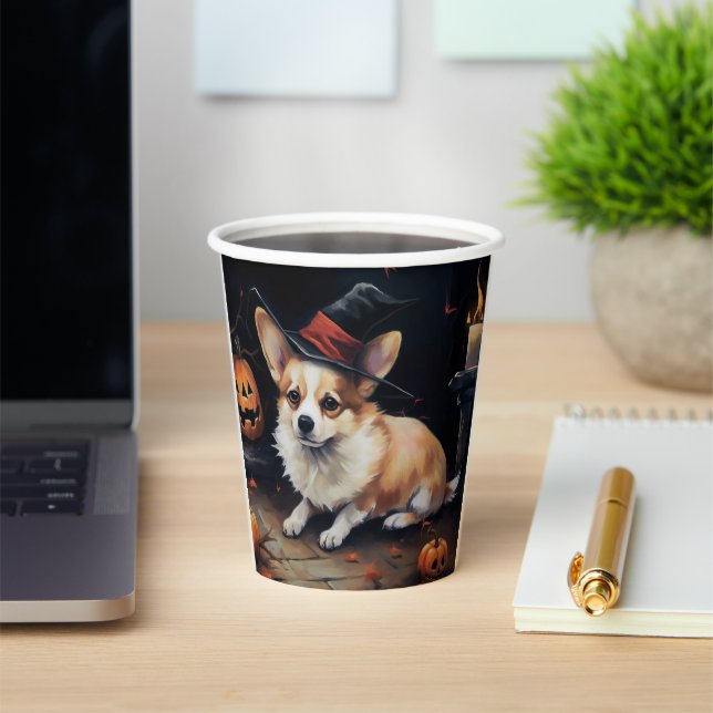 Corgi Pumpkins Halloween Scary Paper Cups (Insitu)