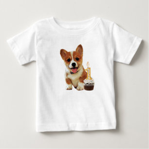 Corgi puppy and one candle baby T-Shirt