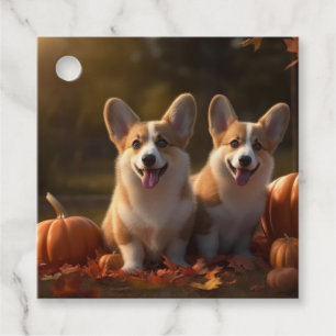 Corgi Puppy Autumn Delight Pumpkin Favour Tags