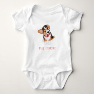 Corgi puppy baby's 1st Christmas bodysuit