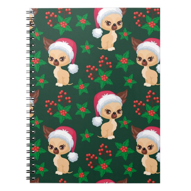 Corgi Puppy Dog Elf Santa Festive Merry Christmas Notebook (Front)