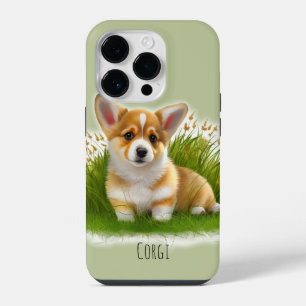 Corgi puppy on the grass cute pet iPhone 14 pro case