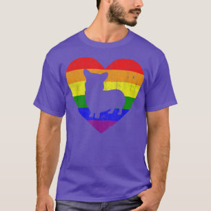 Corgi Rainbow Flag Heart For LGBT Gay Lesbian Supp T-Shirt