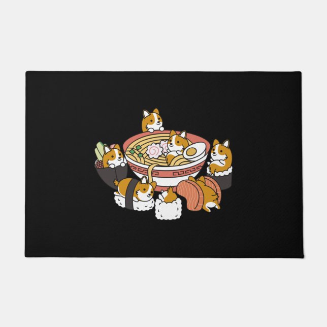 Corgi Ramen Sushi Doormat (Front)