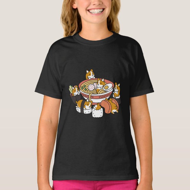 Corgi Ramen Sushi T-Shirt (Front)