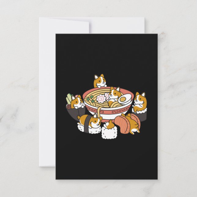 Corgi Ramen Sushi Thank You Card (Front)