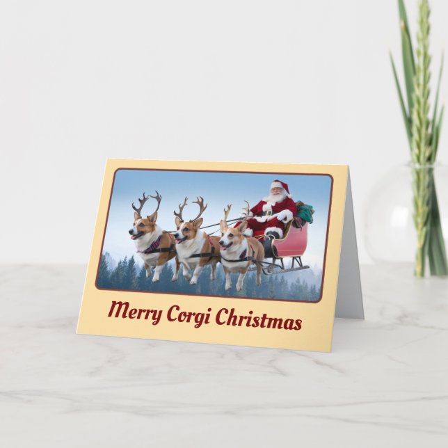 Corgi Reindeer Card (Front)