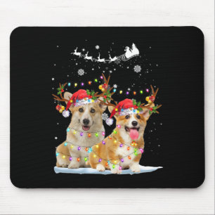 Corgi Reindeer Santa Hat Xmas Lights Christmas Xma Mouse Pad