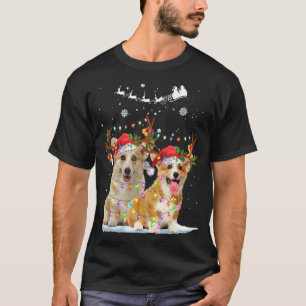 Corgi Reindeer Santa Hat Xmas Lights Christmas Xma T-Shirt