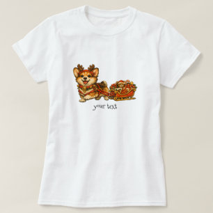 Corgi Reindeer Sleigh Retro Cosy Christmas Gift T-Shirt