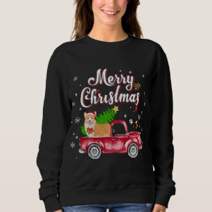 Corgi Retriever Rides Red Truck Christmas Pajama Sweatshirt