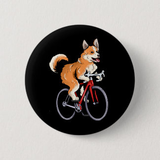 Corgi Riding Bicycle Cute Biker Cyclist 6 Cm Round Badge