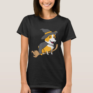 Corgi Riding Broomstick Funny Halloween Dog T-Shirt