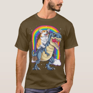 Corgi Riding Dinosaur T re Boys Girls Space Galay T-Shirt