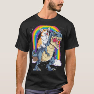 Corgi Riding Dinosaur T-rex Gifts Men Women Rainbo T-Shirt