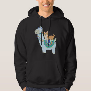Corgi Riding The Llama Express Hoodie