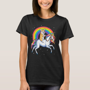 Corgi Riding Unicorn Girls Kids Rainbow Space Gala T-Shirt