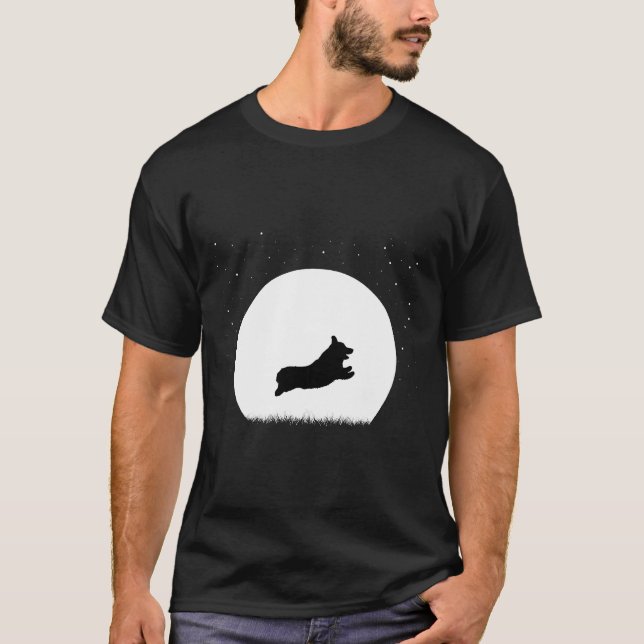 Corgi Running In Winter Snow T-Shirt (Front)