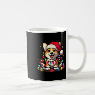 Corgi Santa Christmas Tree Lights Boys Men Corgmas Coffee Mug