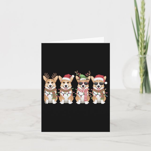 Corgi Santa Christmas Tree Lights Xmas Boys Men Co Card (Front)