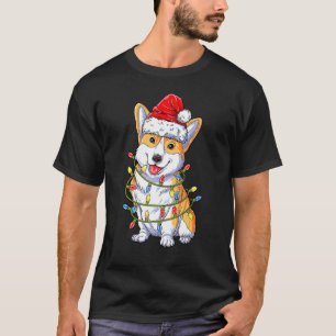 Corgi Santa Christmas Tree Lights Xmas Boys Men Co T-Shirt